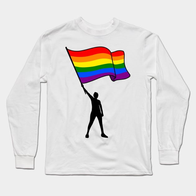 Pride Month Gay Apparel Waving LGBTQ Rainbow Pride Flag Long Sleeve T-Shirt by SusanaDesigns